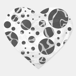Pegatina En Forma De Corazón Giraffe Polka Dot Black and Light Gray Print