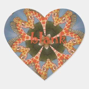 Pegatina En Forma De Corazón Giraffe Resumen de arte Imprimir