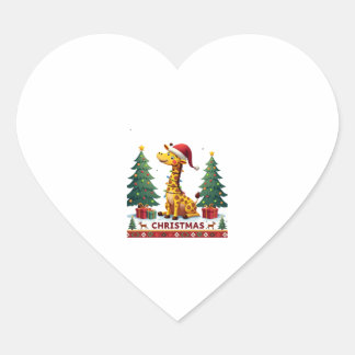 Pegatina En Forma De Corazón Giraffe Ugly Christmas Sweaters Funny Santa Hat Li