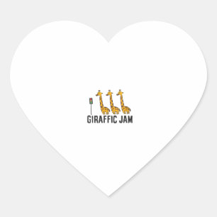 Pegatina En Forma De Corazón Giraffic Jam Funny Giraffe Giraffe Pun Cute