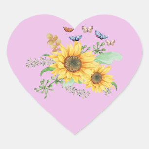 Pegatina En Forma De Corazón girasol primavera