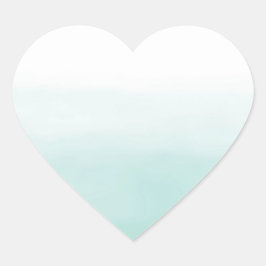 Pegatina En Forma De Corazón Girly Mint Ombre Watercolor