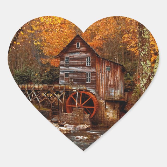 Pegatina En Forma De Corazón Glade Creek Grist Mill (Anverso)