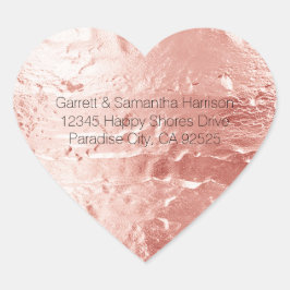 Pegatina En Forma De Corazón Glam Boda, Rosa de champán rosa