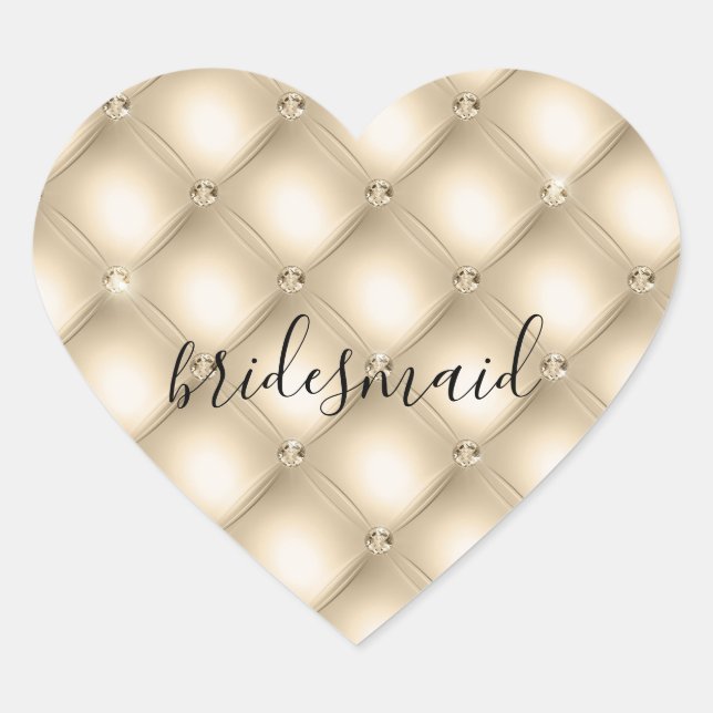 Pegatina En Forma De Corazón Glam Crema Champán Diamante (Anverso)