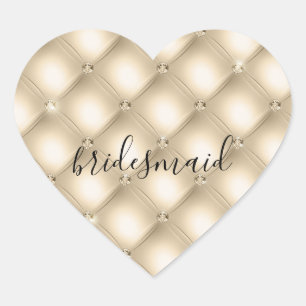 Pegatina En Forma De Corazón Glam Crema Champán Diamante