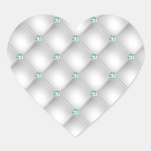 Pegatina En Forma De Corazón Glam de color verde de la menta blanca satinado me