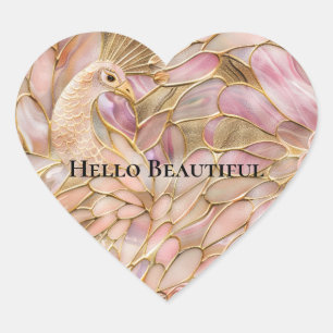 Pegatina En Forma De Corazón Glam Gold Moda Pink Peacock