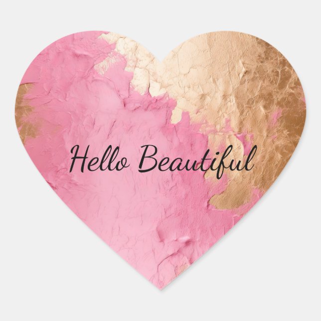 Pegatina En Forma De Corazón Glam Pink and Gold (Anverso)