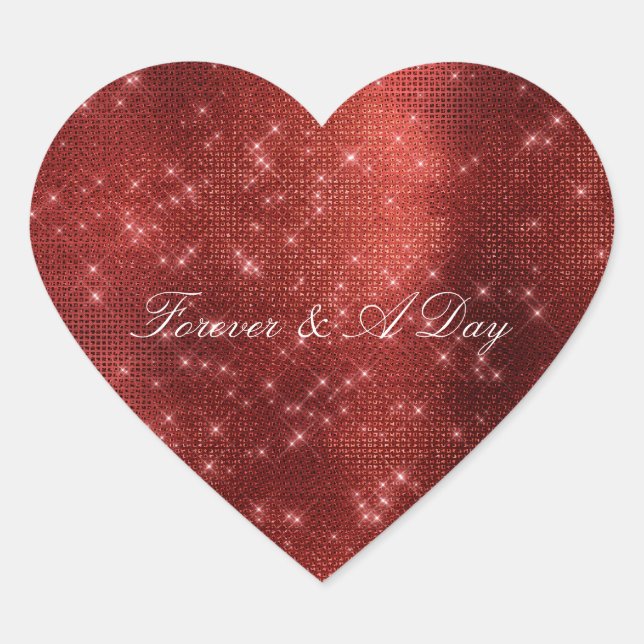 Pegatina En Forma De Corazón Glam Red Sparkle (Anverso)