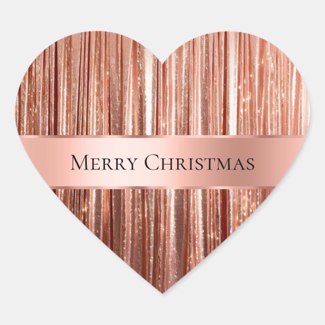 Pegatina En Forma De Corazón Glam Rosa Gold Glitzy Sparkle (Anverso)