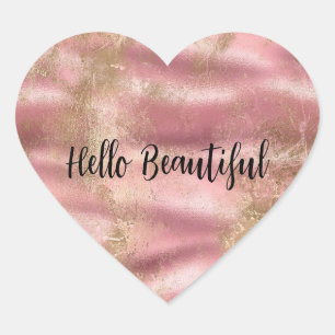 Pegatina En Forma De Corazón Glam rosa Rubor dorado