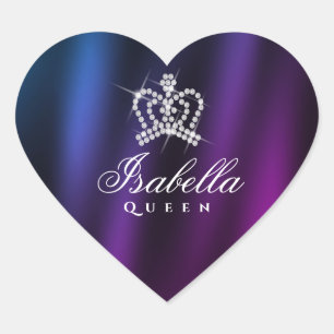Pegatina En Forma De Corazón Glamour glamuroso Crown Blue Purple