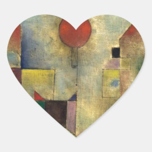 Pegatina En Forma De Corazón Globo rojo Paul Klee