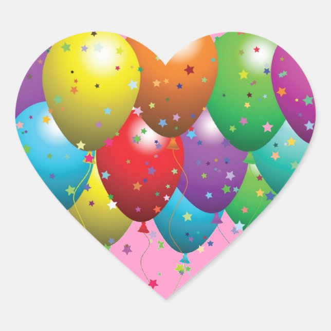 PEGATINA EN FORMA DE CORAZÓN GLOBOS (Anverso)
