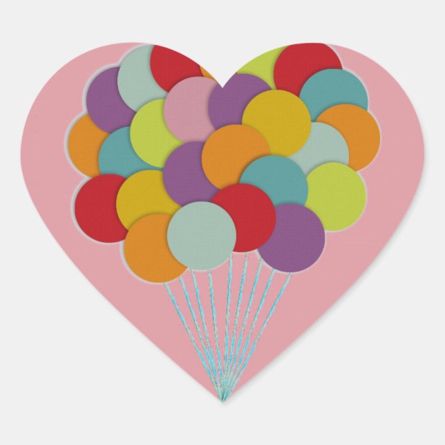 Pegatina En Forma De Corazón Globos (Anverso)