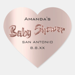 Pegatina En Forma De Corazón Globos con nombre para Baby Shower Rosa Boda