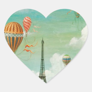 Pegatina En Forma De Corazón Globos vintage de PixDezines/eiffel/parís