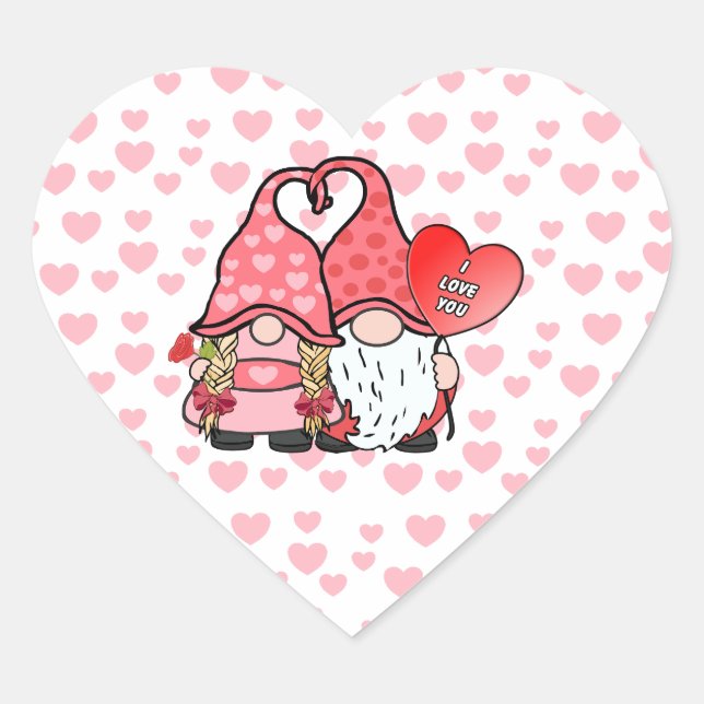 Pegatina En Forma De Corazón Gnome Couple (Anverso)