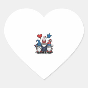 Pegatina En Forma De Corazón Gnomo Patriótico Diseño de Vector de Grabado Antig
