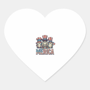 Pegatina En Forma De Corazón Gnomo Patriótico Merica Diseño Vector Vintage_1