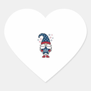 Pegatina En Forma De Corazón Gnomo Patriótico USA Estrella Vector Diseño de Cam