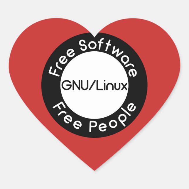 Pegatina En Forma De Corazón GNU/Linux (Anverso)