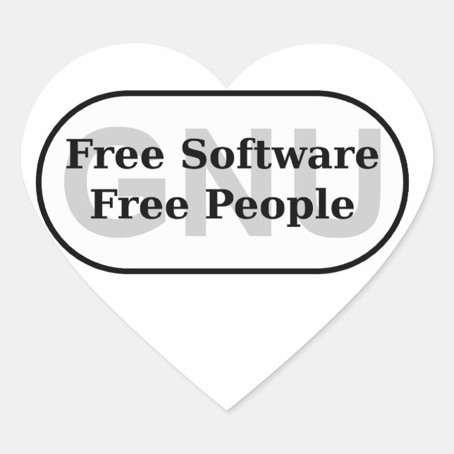 Pegatina En Forma De Corazón GNU - Software libre - Gente libre (Anverso)
