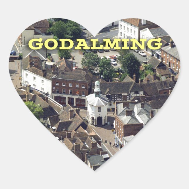 Pegatina En Forma De Corazón Godalming Surrey England (Anverso)
