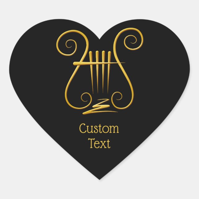 Pegatina En Forma De Corazón Golden Lyre (Anverso)