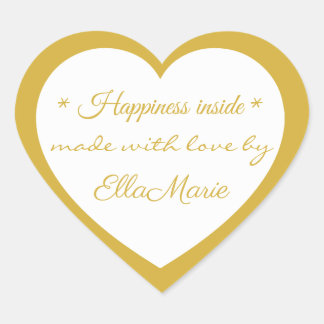 Pegatina En Forma De Corazón Golden Made with love by X, Custom Elegant  