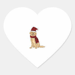 Pegatina En Forma De Corazón Golden Retriever Buffalo Plaid Retriever Dog Lover