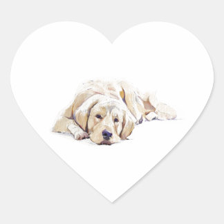 Pegatina En Forma De Corazón Golden Retriever Dog Heart Sticker