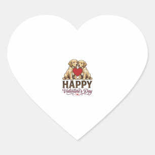 Pegatina En Forma De Corazón Golden Retriever Feliz Día de San Valentín