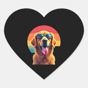 Pegatina En Forma De Corazón Golden Retriever para niños Chicas gafas de sol Pe