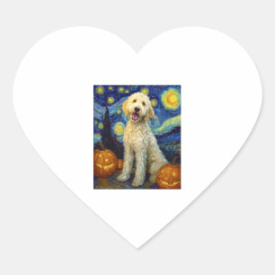 Pegatina En Forma De Corazón Goldendoodle Cute Dote Halloween Jack O Lantern Pu