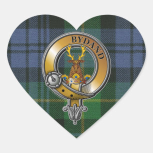 Pegatina En Forma De Corazón Gordon Tartán y Badge