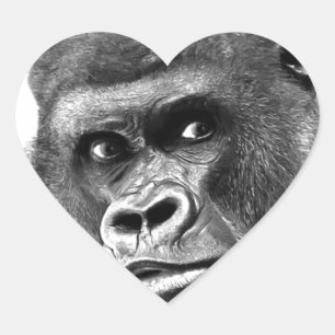 Pegatina En Forma De Corazón Gorilla blanca negra