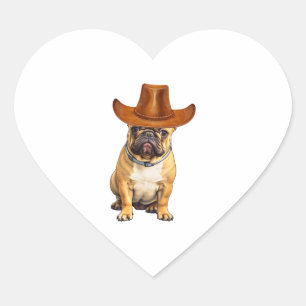 Pegatina En Forma De Corazón Gorra de Cowboy con uso de bulldog