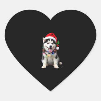 Pegatina En Forma De Corazón Gorra de Santa para perro Husky Regalos de Navidad