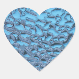 Pegatina En Forma De Corazón Gotas de lluvia suaves en vidrio azul
