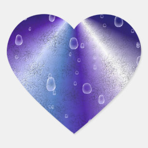 Pegatina En Forma De Corazón Gotitas de lluvia en Arcoíris Púrpura