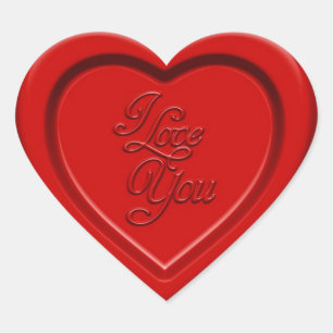 Pegatina En Forma De Corazón Grabado en relieve te amo el corazón rojo