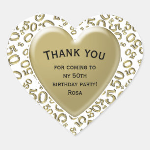 Pegatina En Forma De Corazón Gracias: Blanco y oro del modelo de 50 números