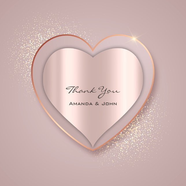 Pegatina En Forma De Corazón Gracias Boda Bridal Rosa Heart (Thank You Wedding Bridal Rose Heart Heart Sticker)
