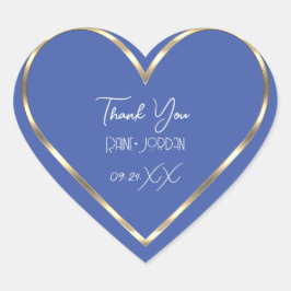 Pegatina En Forma De Corazón Gracias Boda Favor del Corazón Dorado Azul