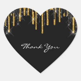 Pegatina En Forma De Corazón Gracias Boda Silver Gray Gold Drips
