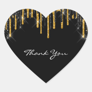 Pegatina En Forma De Corazón Gracias Boda Silver Gray Gold Drips