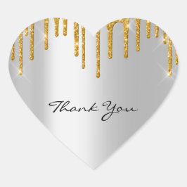 Pegatina En Forma De Corazón Gracias Boda Silver Gray Gold Drips