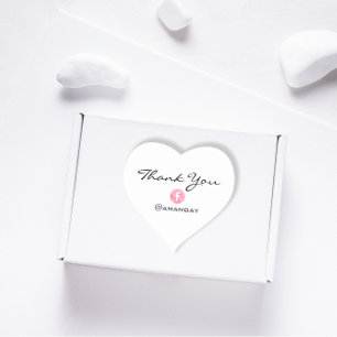 Pegatina En Forma De Corazón Gracias FBsocialmedia Name Logo Simply White